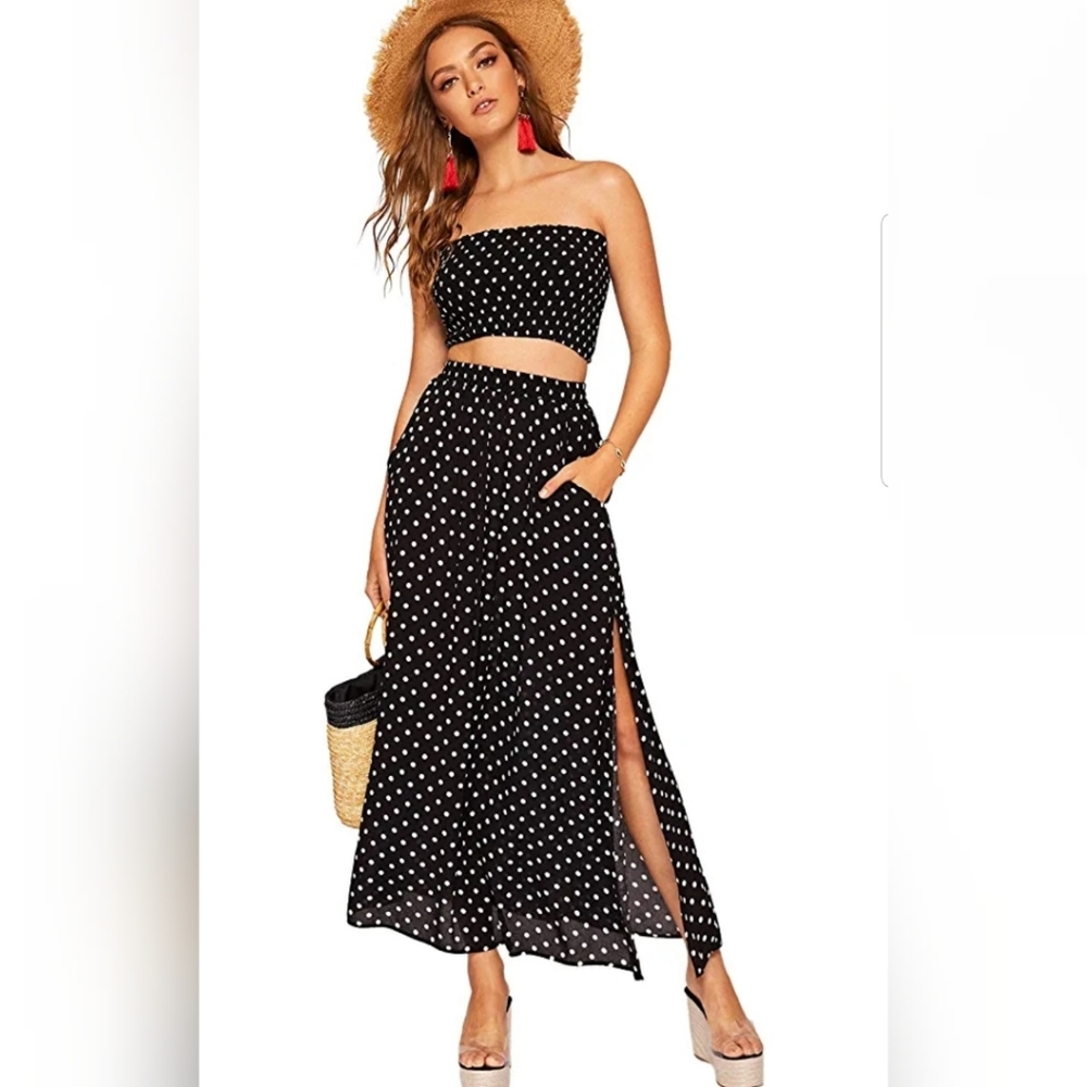 🌨Women's Summer Printed 2 Piece Outfit Crop Tube - Picture 1 of 6